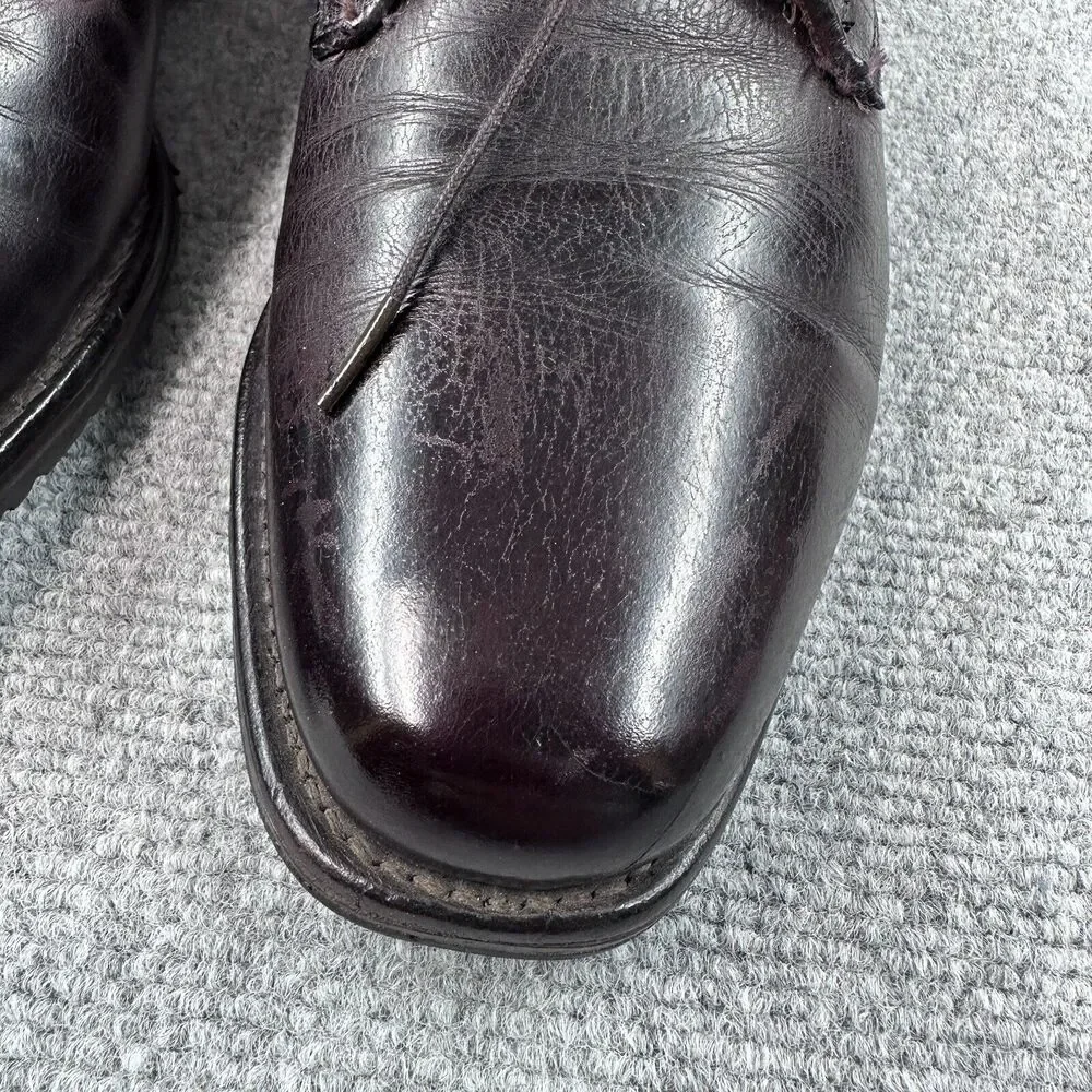 Allen Edmonds Joplin 2942 Mens 8 Dark Brown Leather Lace Up Square Toe Shoes
